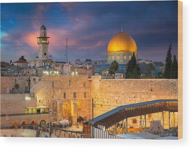 Landscape Wood Print featuring the photograph Jerusalem. Cityscape Image by Rudi1976
