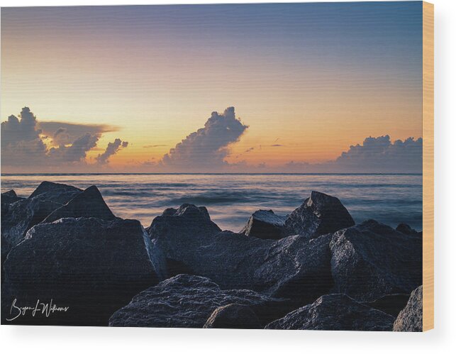 Jetty Wood Print featuring the photograph Jetty at Sunrise by Bryan Williams