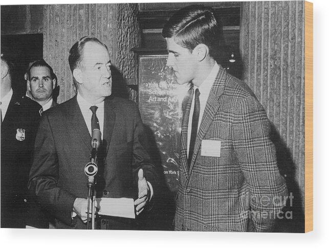 Vietnam War Wood Print featuring the photograph John Kerry With Vice President Hubert by Bettmann