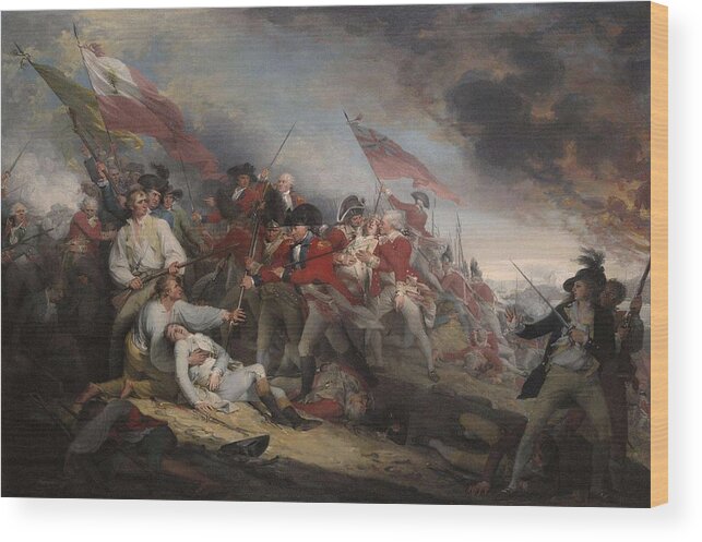 Man Wood Print featuring the painting John Trumbull - The Battle of Bunkers Hill, June 17, 1775 1786 by John Trumbull