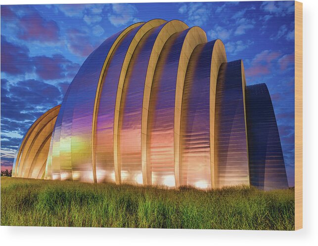 America Wood Print featuring the photograph Kansas City Kauffman Center at Dawn by Gregory Ballos