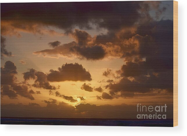 Sunset Wood Print featuring the photograph Kapa'a Sunset Knockout by Debra Banks