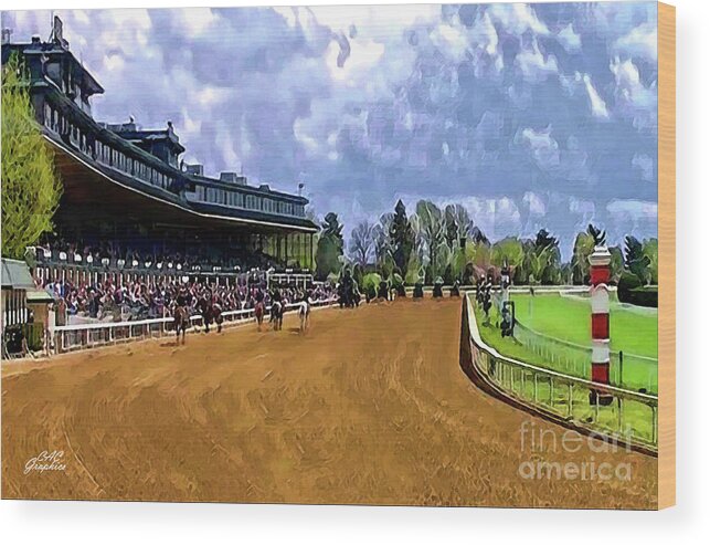 Keeneland Wood Print featuring the digital art Keeneland The Stretch by CAC Graphics