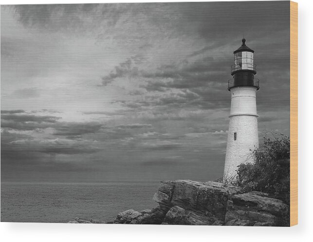 Portland Head Light Wood Print featuring the photograph Keeping Watch by Todd Henson
