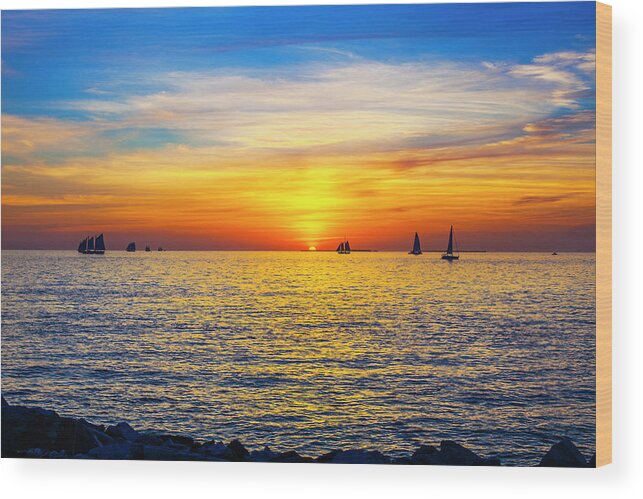 Sunset Wood Print featuring the photograph Key West Sunset by Scott Meyer