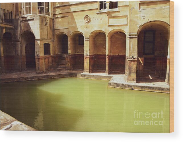 Romanbaths Wood Print featuring the photograph Kings Bath Somerset England by Abigail Diane Photography
