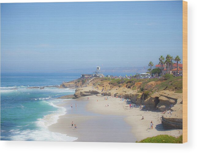 Summer At La Jolla Cove Wood Print featuring the photograph La Jolla Cove by Catherine Walters