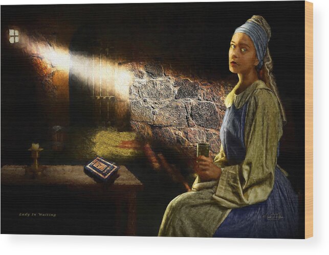 Dungeon Wood Print featuring the digital art Lady In Waiting by Mark Allen