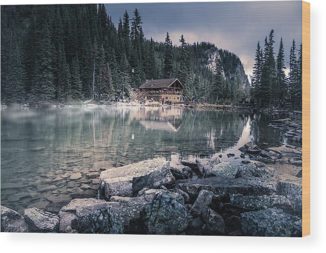 Banff Wood Print featuring the photograph Lake Agnes Tea House by Thomas Nay
