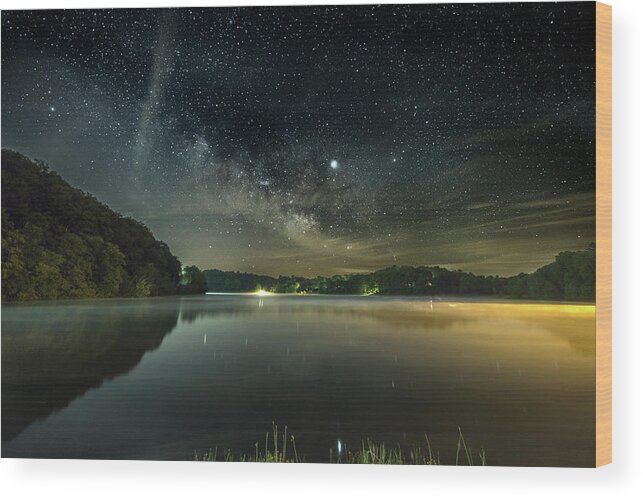 Millky Way Wood Print featuring the photograph Lake Logan Starry Night by Arthur Oleary