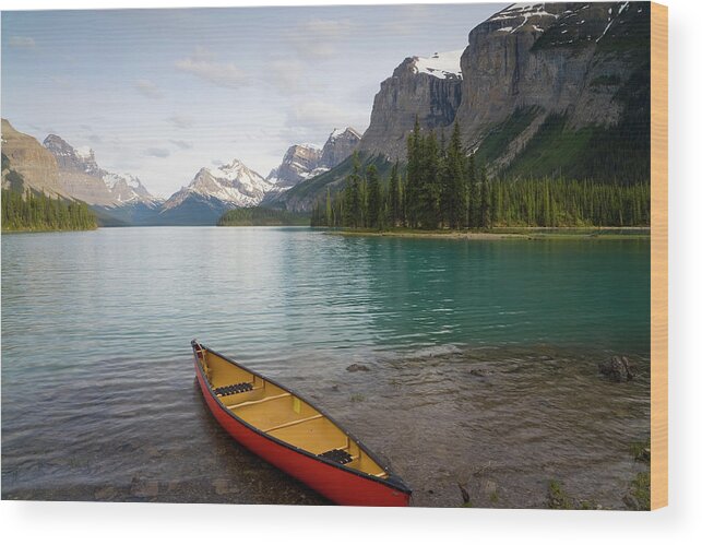 Tranquility Wood Print featuring the photograph Lake Maligne, Jasper National Park by Peter Adams