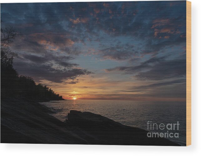 Lake Superior Wood Print featuring the photograph Lake Superior Sunset by Jim West