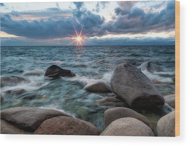 Scenics Wood Print featuring the photograph Lake Tahoe Sunset by Justin Reznick Photography