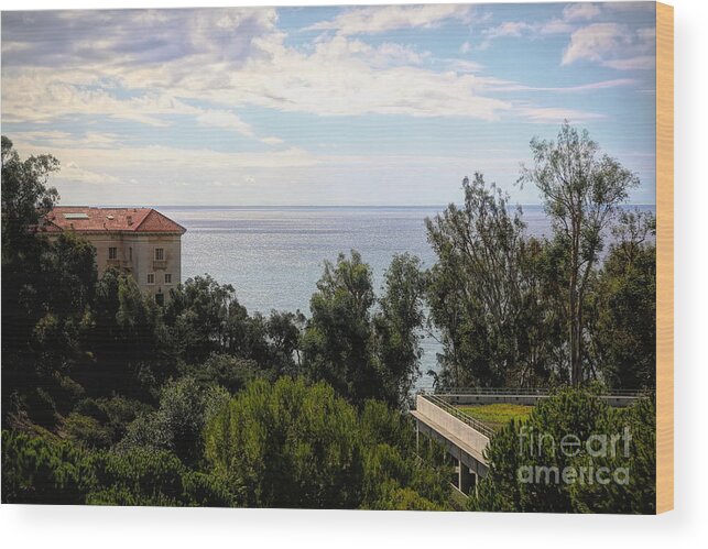 J.p. Getty Wood Print featuring the photograph Landscape View Pacific Ocean Getty Villa by Chuck Kuhn