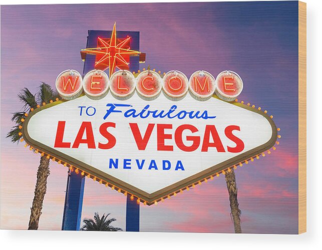 Landscape Wood Print featuring the photograph Las Vegas, Nevada, Usa At The Welcome by Sean Pavone