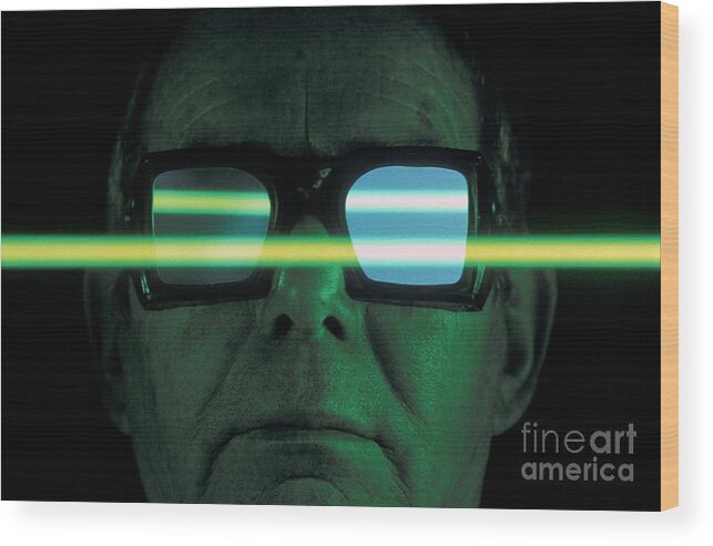 Beam Wood Print featuring the photograph Laser Research by Patrick Landmann/science Photo Library