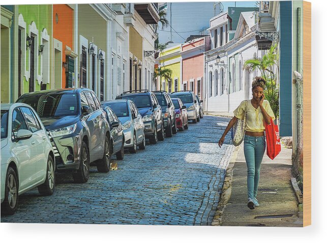 Caribbean Wood Print featuring the photograph Latina In Old San Juan by Sandra Foyt