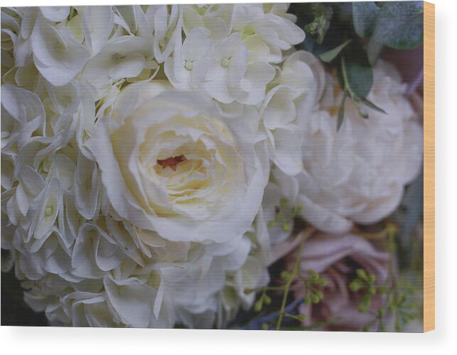 Layers of Dreamy Soft White Flowers Wood Print by Brenda Landdeck