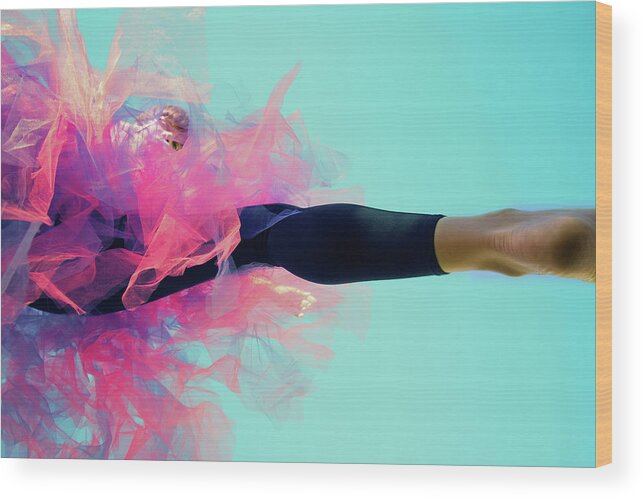 Ballet Dancer Wood Print featuring the photograph Leg Extended With Tutu by Michelle Emert