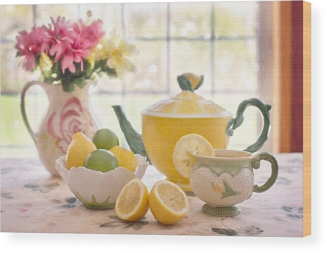 Cute Wood Print featuring the photograph Lemon tea by Top Wallpapers