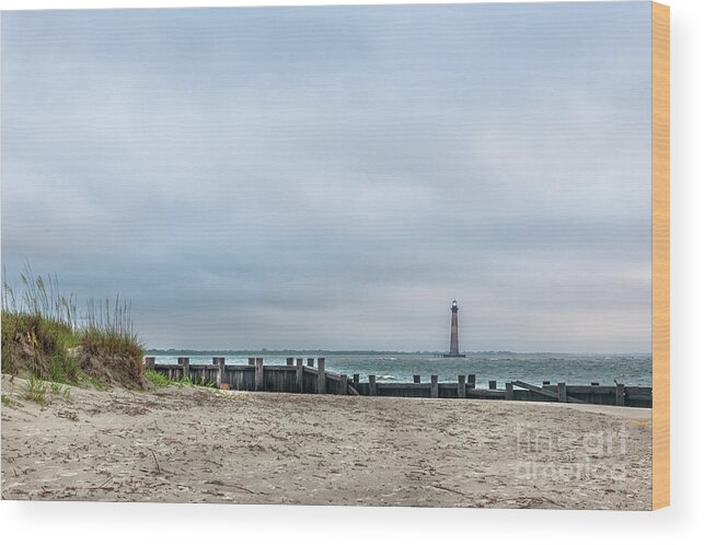 Morris Island Lighthouse Wood Print featuring the photograph Light up the Sky - Morris Island Lighthouse by Dale Powell
