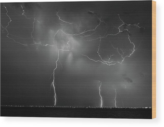 Beach Wood Print featuring the photograph Lightning Strikes by Joe Leone