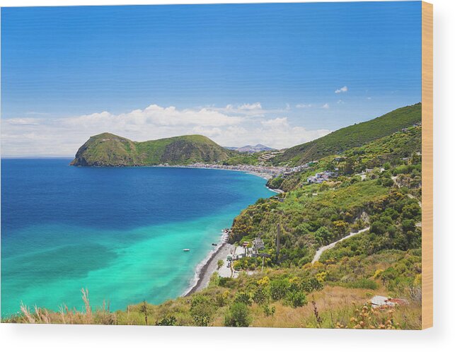 Tyrrhenian Sea Wood Print featuring the photograph Lipari Island Aeolian Islands, Sicily by Brzozowska