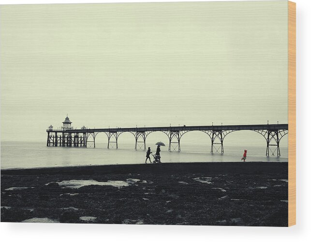 Landscape Wood Print featuring the photograph Little Girl in Red by Mark Egerton