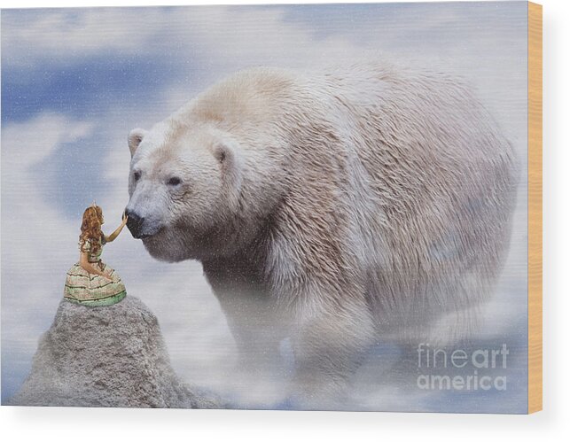 Women Wood Print featuring the digital art Lolita and the Bear by Ed Taylor