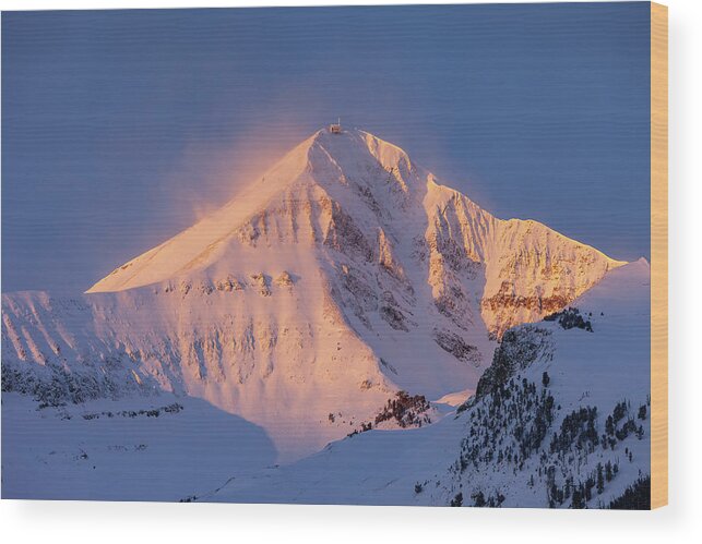 Lone Mountain Wood Print featuring the photograph Lone Peak Alpenglow by Mark Harrington