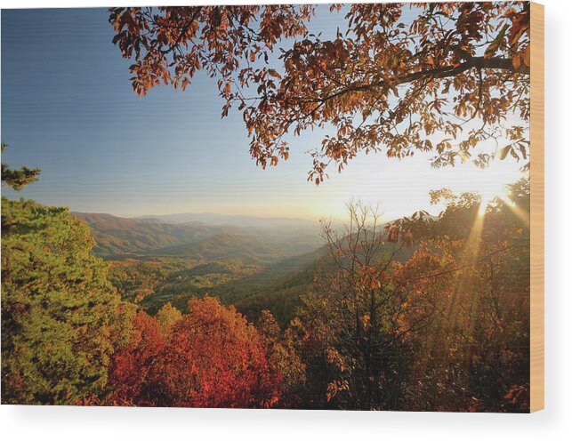 Scenics Wood Print featuring the photograph Look Rock Lower Overlook On Foothills by Greenstock