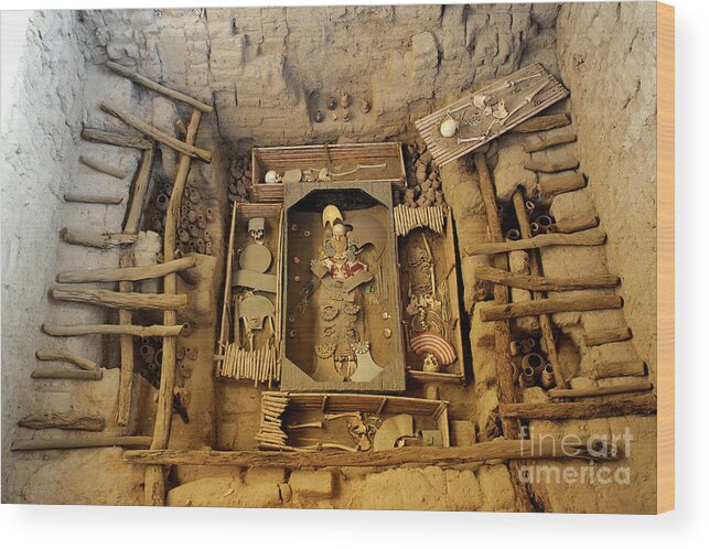 3rd Century Ad Wood Print featuring the photograph Lord Of Sipan's Tomb by Marco Ansaloni / Science Photo Library