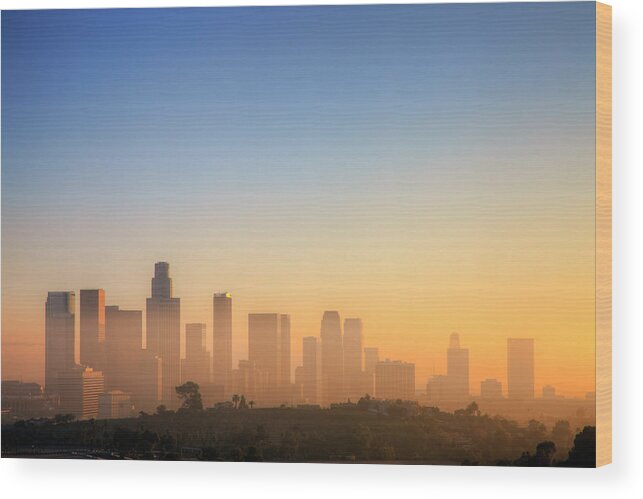 Tranquility Wood Print featuring the photograph Los Angeles Sunset by Eric Lo