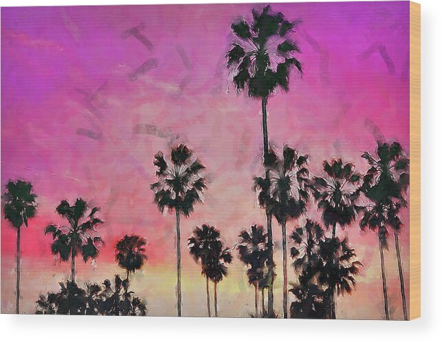 Los Angeles Wood Print featuring the painting Los Angeles, Venice Beach - 05 by AM FineArtPrints
