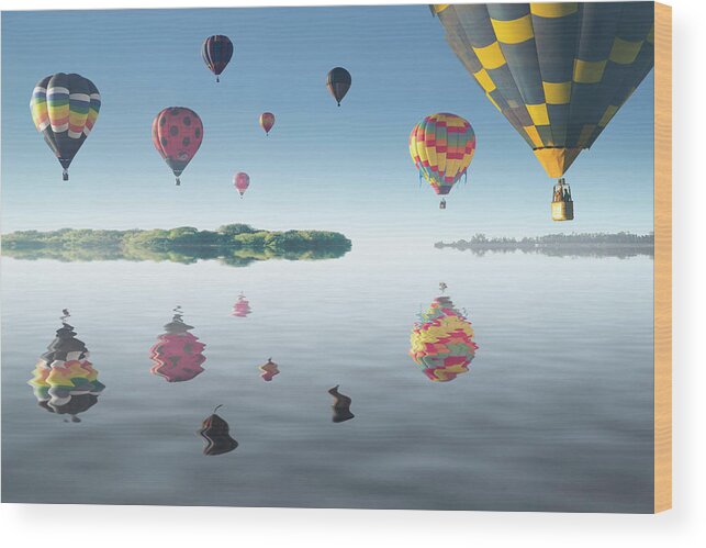 Hot Air Balloon Wood Print featuring the photograph Love Is In Air Ix by Moises Levy