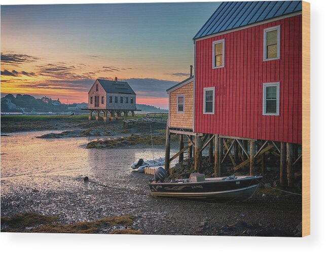 New England Wood Print featuring the photograph Low Tide in Kennebunkport by Rick Berk