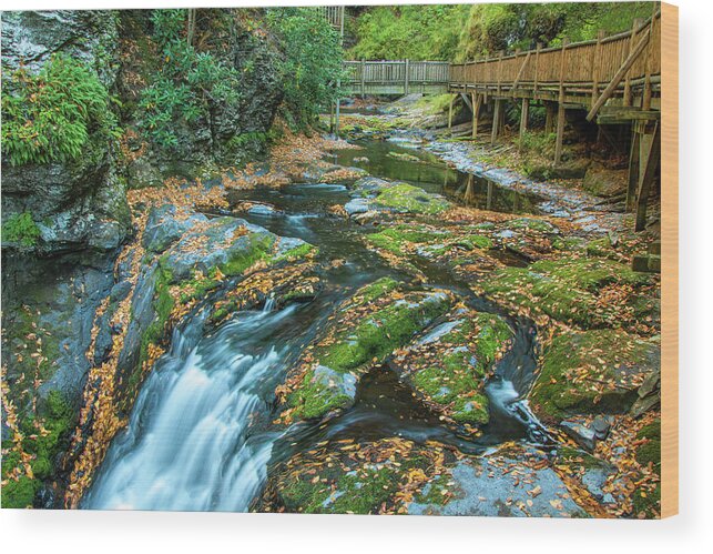 Bushkill Wood Print featuring the photograph Lower Gorge Falls at Bushkill by Kristia Adams
