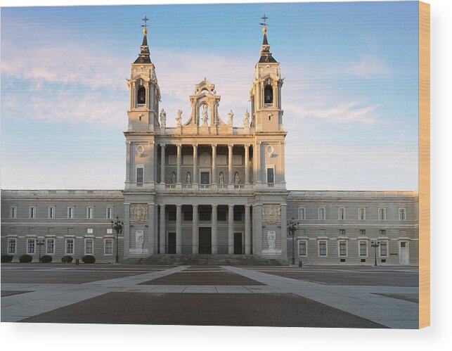 Cityscape Wood Print featuring the photograph Madrid. Image Of Madrid Skyline by Prasit Rodphan
