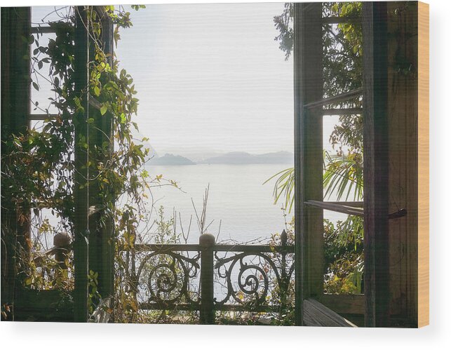 Urban Wood Print featuring the photograph Magical View through Window by Roman Robroek
