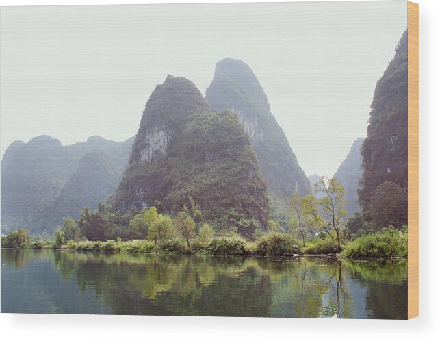 Tranquility Wood Print featuring the photograph Magical Views Of Karst Mountains by Nathalie Daoust