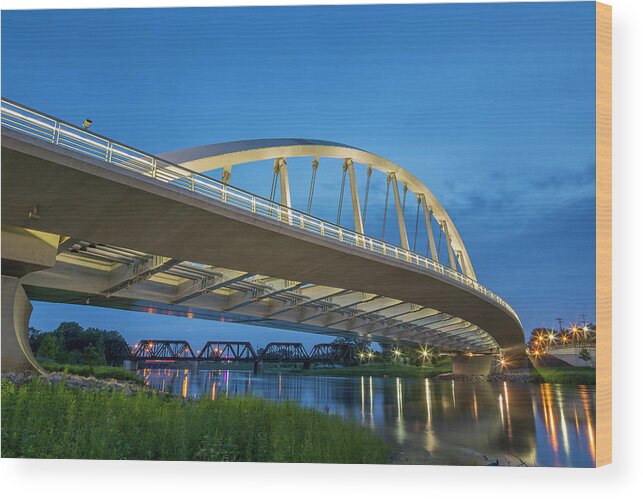 3scape Wood Print featuring the photograph Main Street Bridge, Columbus, OH by Adam Romanowicz