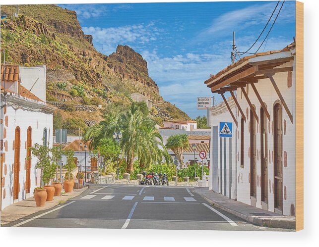 Landscape Wood Print featuring the photograph Main Street In Fataga, Gran Canaria by Jan Wlodarczyk