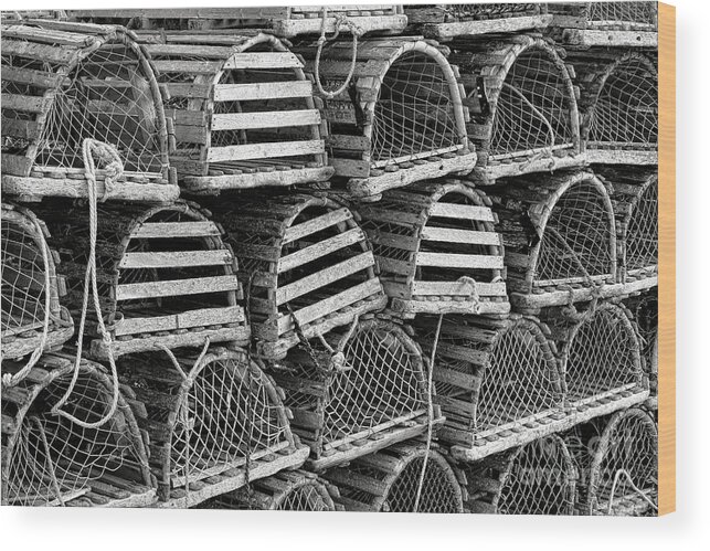 Lobster Wood Print featuring the photograph Maine Lobster Traps by Olivier Le Queinec