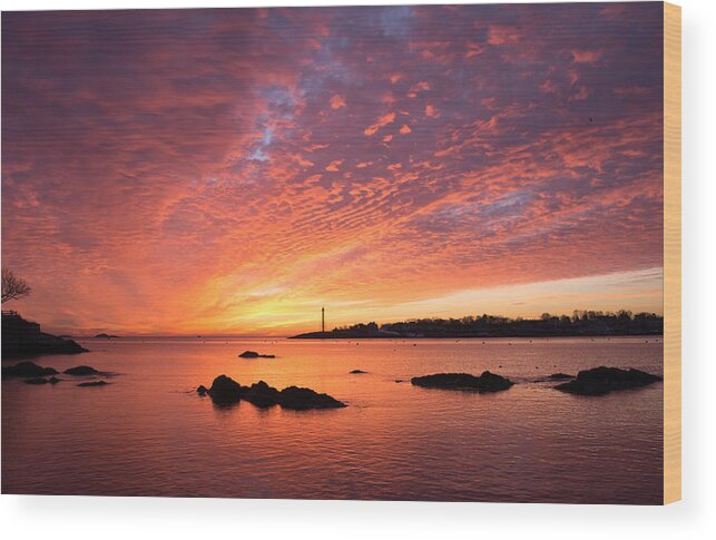 Sunrise Wood Print featuring the photograph Marblehead Sunrise by Linda Bonaccorsi