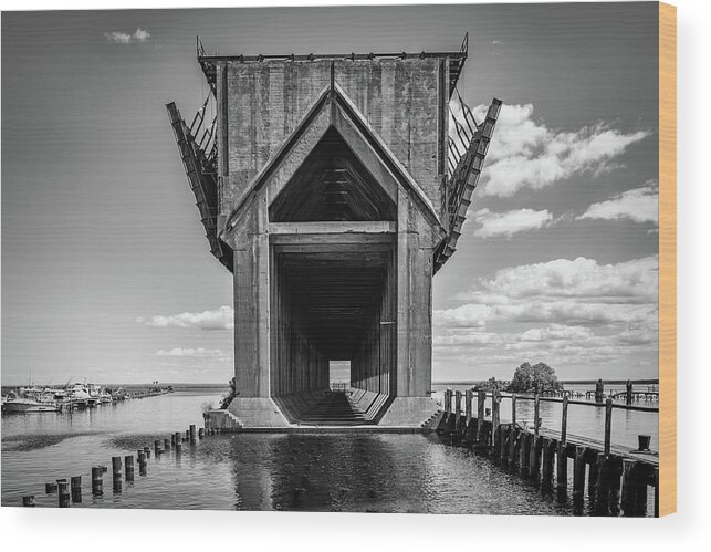 Dock Wood Print featuring the photograph Marquette Lower Harbor Ore Dock 3 B W by Paul LeSage
