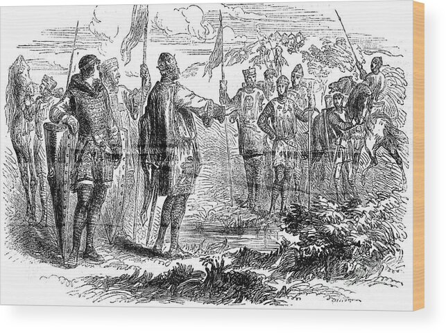 Engraving Wood Print featuring the drawing Meeting Of Stephen And Prince Henry by Print Collector