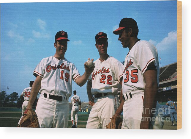People Wood Print featuring the photograph Members Of Baltimore Orioles Team by Bettmann