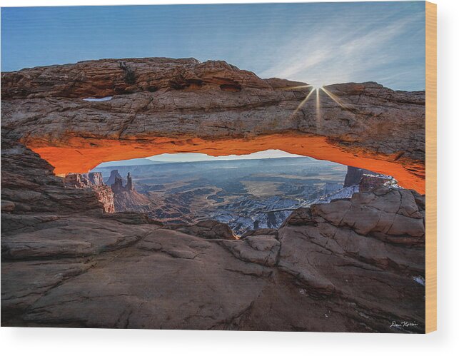 Mesa Arch Wood Print featuring the photograph Mesa Arch Sunrise 2017 by Dan Norris