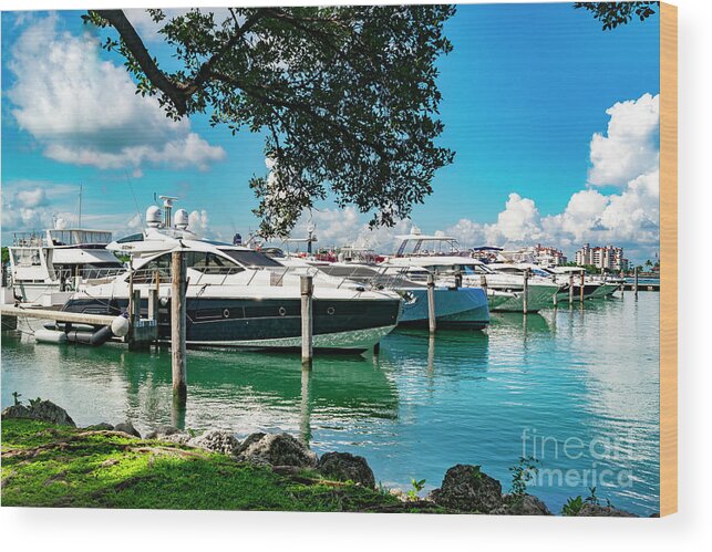 Luxury Yacht Wood Print featuring the photograph Miami beach Marina Series 0819106 by Carlos Diaz