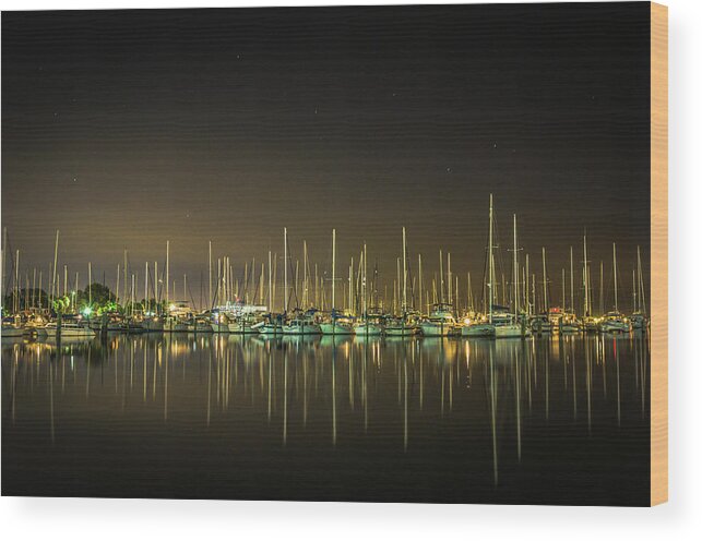 Calm Water Wood Print featuring the photograph Midnight Reflections by Joe Leone